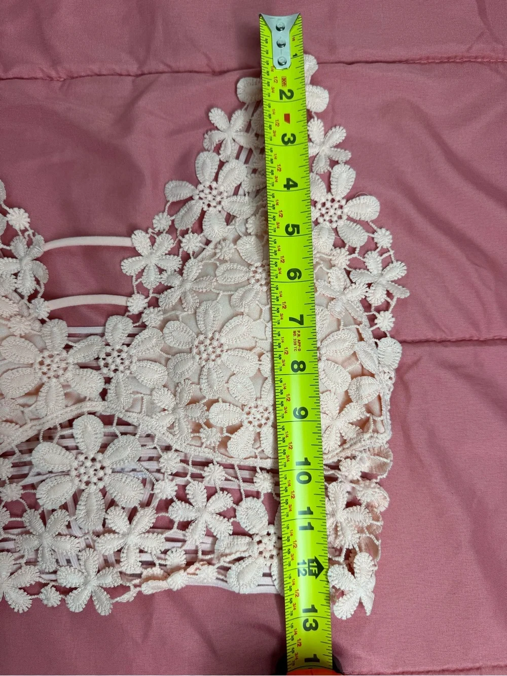 Ivory Floral Lace Longline Bralette Crop Top XS/S